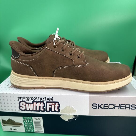 Skechers Hands Free Swift Fit Men’s 9.5 Brown Waterproof Casual Lace Sneakers main image 4
